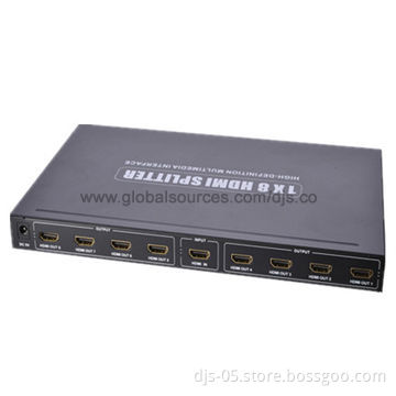 HDMI 1 x 8 Splitter with Power Supply, Supports 4k x 2k, 1080P, Full HD, 3D, HDCP-compliant